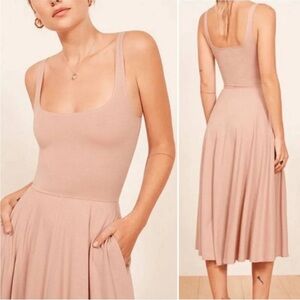 Reformation Jeans Scoop Neck Midi Length Dress